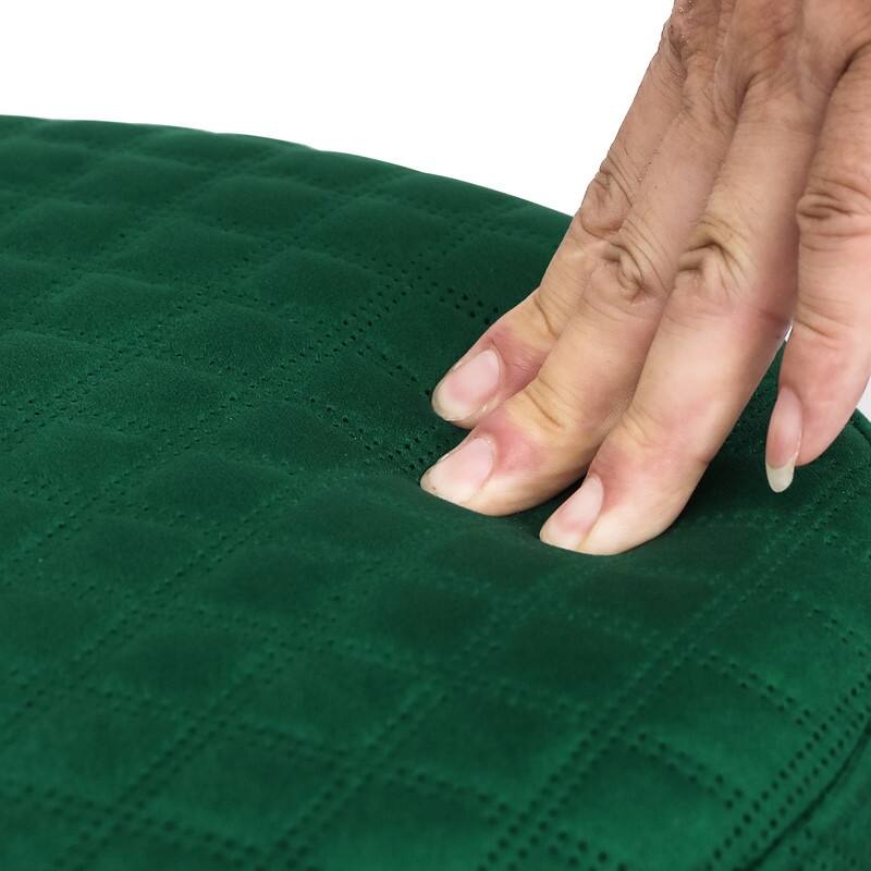 Adeco Width Round Velvet Ottoman Footstool with Gold Trim Soft Compact