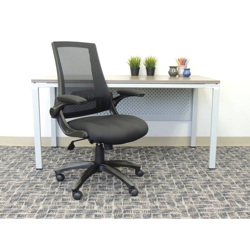 Boss Black Mesh Flip Arm Chair