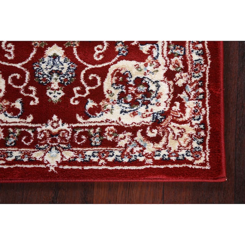 Red Floral Medallion Transitional Turkish Rug Oriental Carpet