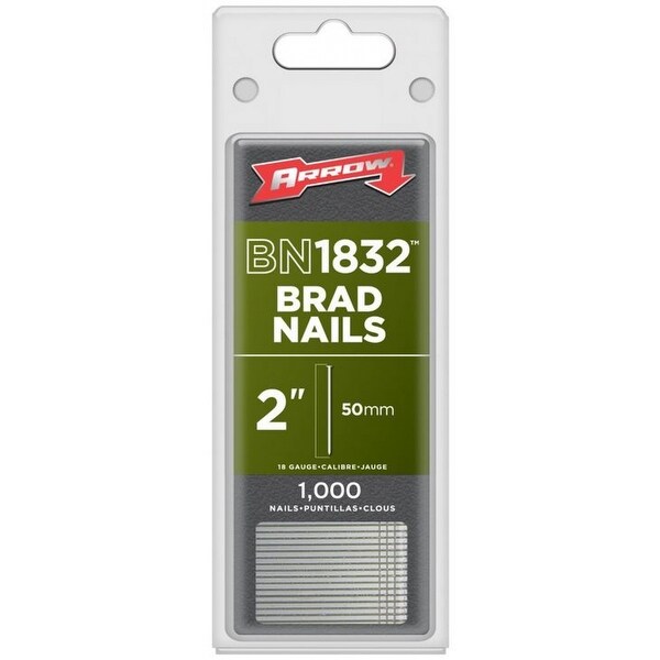 Arrow Fastener BN1832CS Steel Brad Nails, 18-Gauge, 2", 1000-Pack