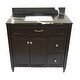 preview thumbnail 47 of 109, Vail 37" Bathroom Vanity with Cultured Marble Top Sink w/ Backsplash in White with White Basin Espresso - Calacatta Black