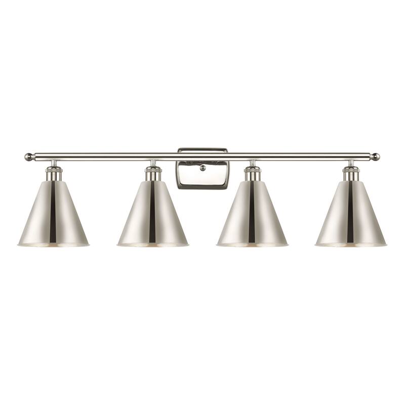 Innovations Lighting Ballston Cone - 4 Light 38" Bath Vanity Light - Polished Nickel Finish/Polished Nickel