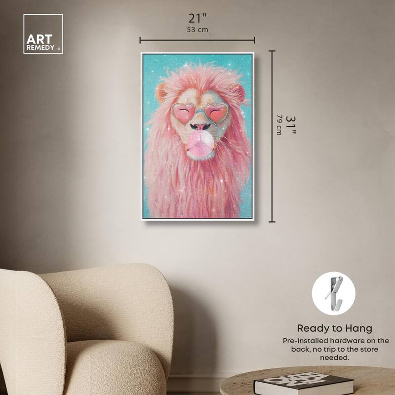 Pastel Lion Bubblegum Canvas by Art Remedy