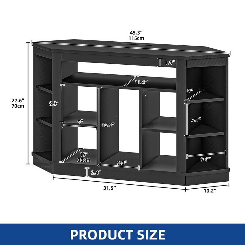 Moasis Modern Corner TV Stand for TV up to 55" Media Entertainment Center with LED Lights and Power Outlets