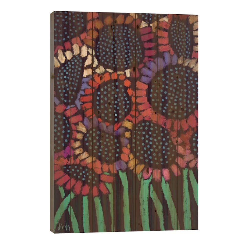 Sunflower Power Print On Wood by David Hinds - Multi-Color - 40x26x1.5