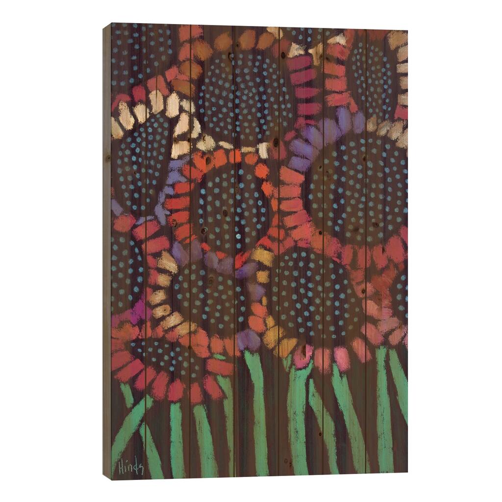 Sunflower Power Print On Wood by David Hinds - Multi-Color