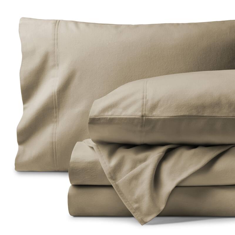 Bare Home Organic Cotton Flannel Sheet Set - Full - Sand