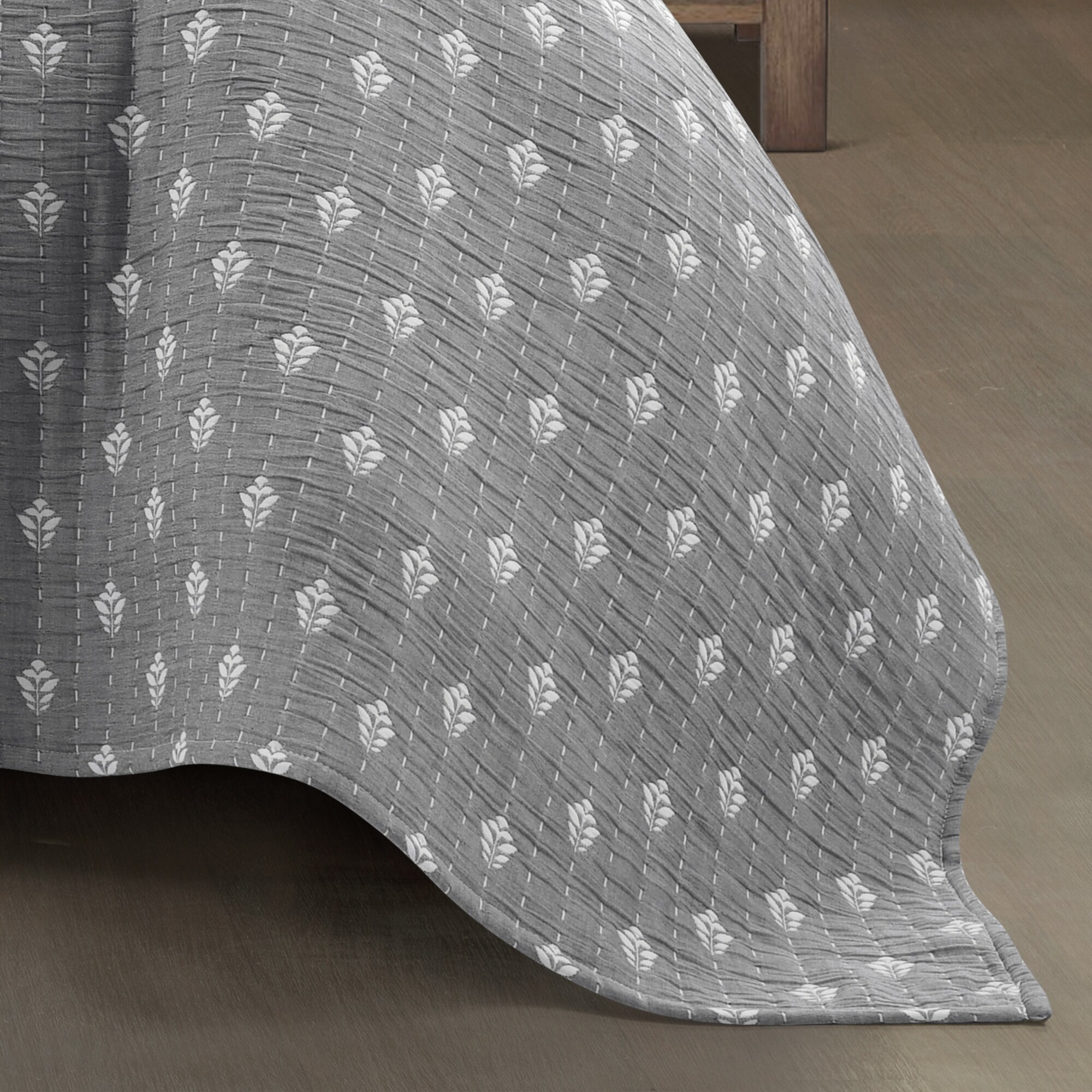 Lush Decor Hygge Kantha Steppdecken-Set, 3-teilig, Kingsize, Baumwoll-Jacquard In Neutraltönen