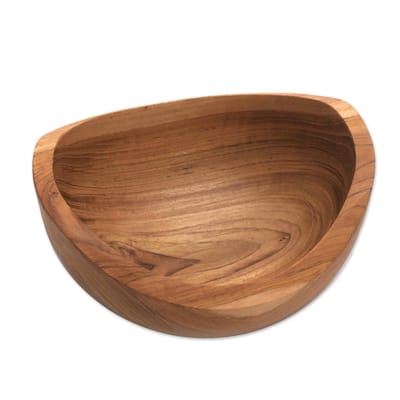 Novica Handmade Brown Shell Teak Wood Snack Bowl