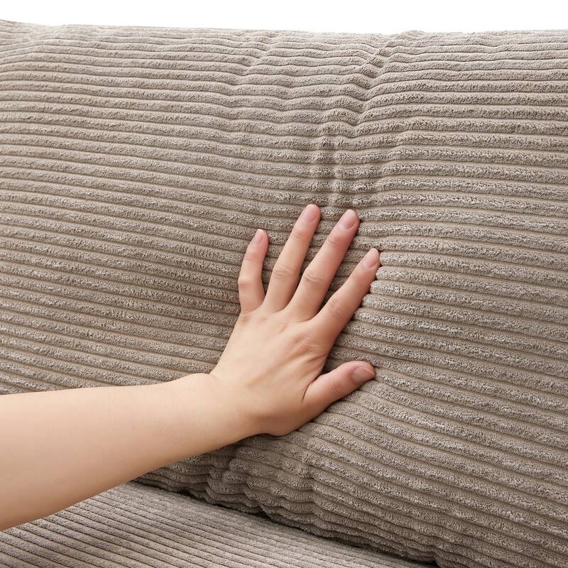 134" Corduroy Sectional Sofa with L-Shaped Cloud Couch and USB Charging & 50" Chaise (330lb Capacity)