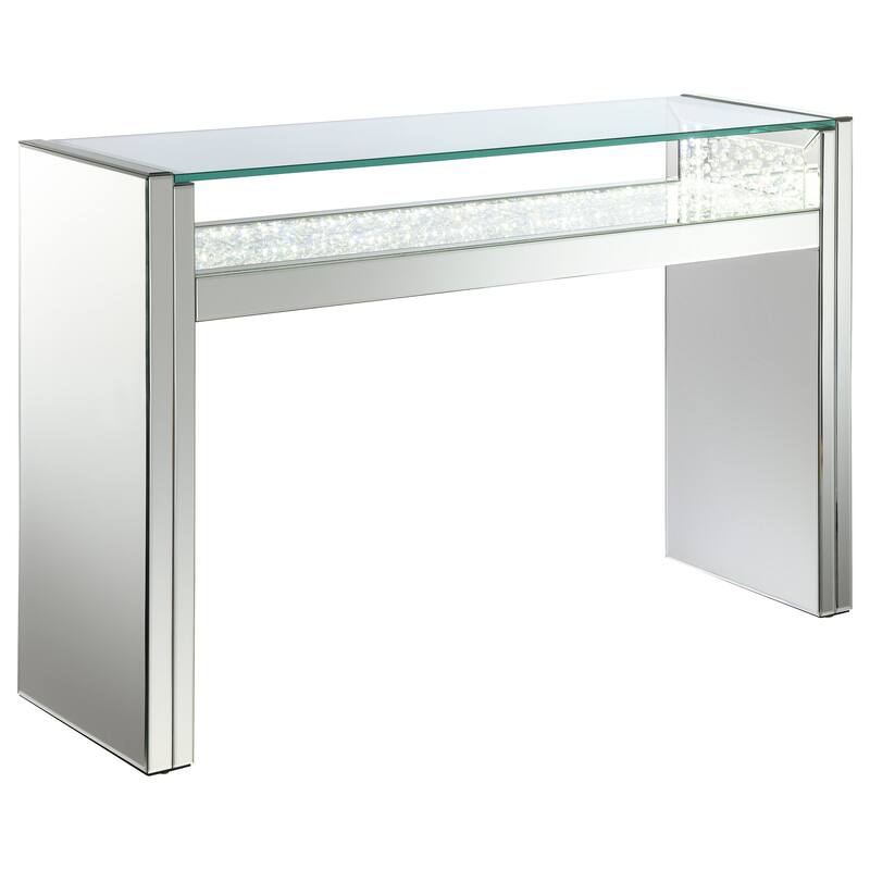 Edna Mirrored Acrylic Console Table LED Lighting Silver - Mirror - Mirror