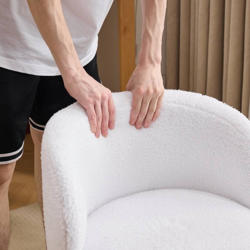 Teddy Swivel Chair Adjustable Rolling Office Desk Chair with Wheels and Support for Living Room - N/A