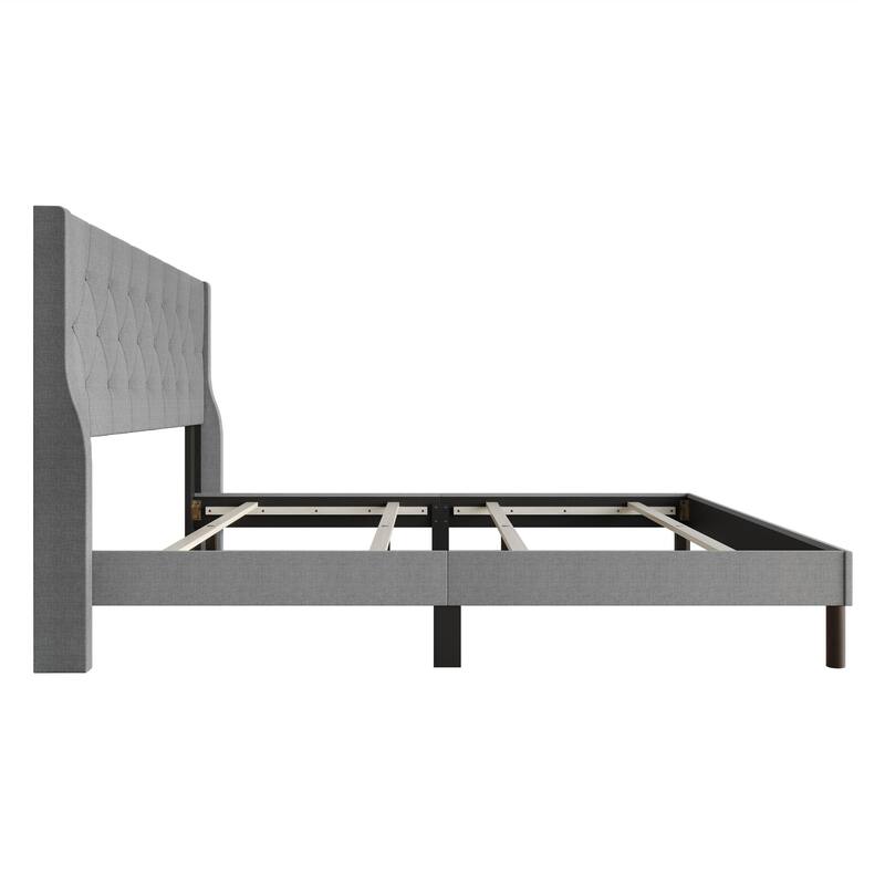 Oregon Twin Button-Tufted Upholstered Wingback Panel Bed