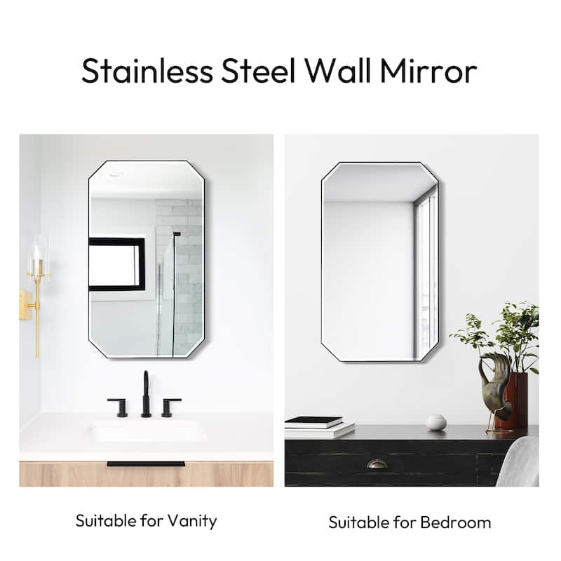 Sabadell Octagon Stainless Steel Framed Wall Mirror