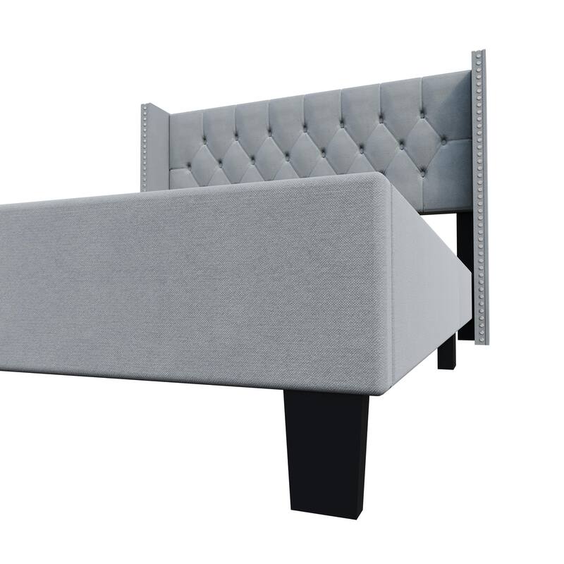Bardy Upholstered Button-tufted Wingback Bed - Queen or King