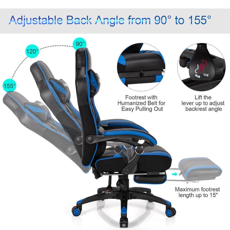 Gymax Office Computer Desk Chair Gaming Chair Adjustable Swivel - See Details