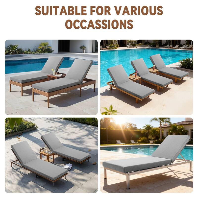 Gymojoy 72x22x3.5 Inch Outdoor Chaise Lounge Cushion, Waterproof Patio & Pool Chair Cushion with Removable Cover