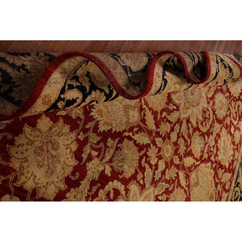 Red Floral Agra Indian Area Rug Handmade Wool Carpet - 9'0" x 12'5"
