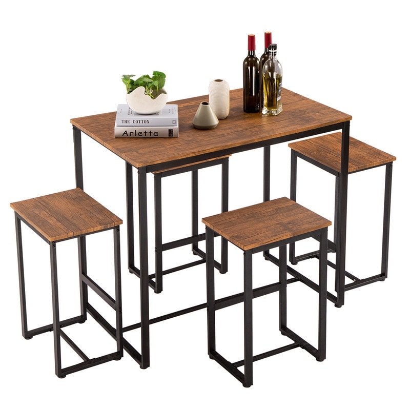 Simple Counter Height Breakfast Bar 5-piece Bistro Set