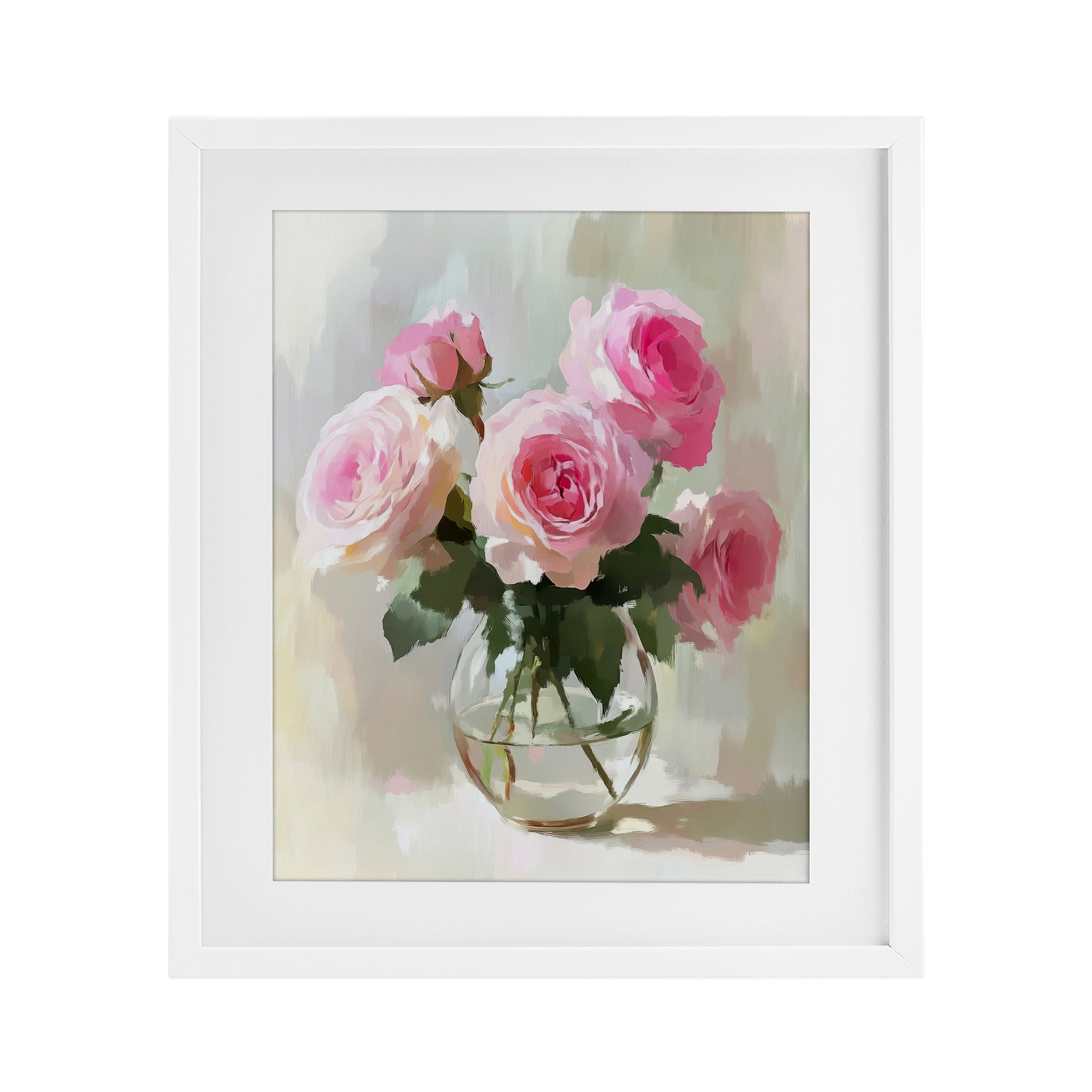 Stupell Glass Vase Pink Roses Under Glass Framed Design By Petal Prints Design