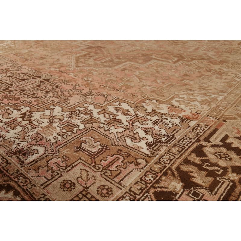Pink Heriz Persian Vintage Area Rug Hand-Knotted Wool Carpet - 8'0"x 10'8"
