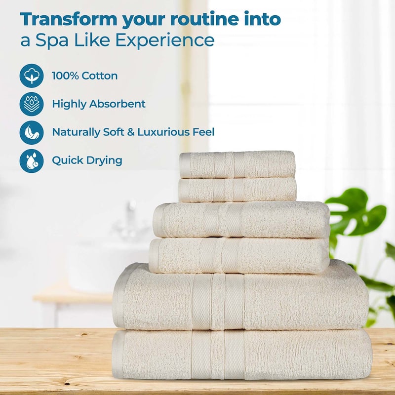 Superior Ultra-Soft Cotton Solid Medium Weight Bath Towel Set of 2