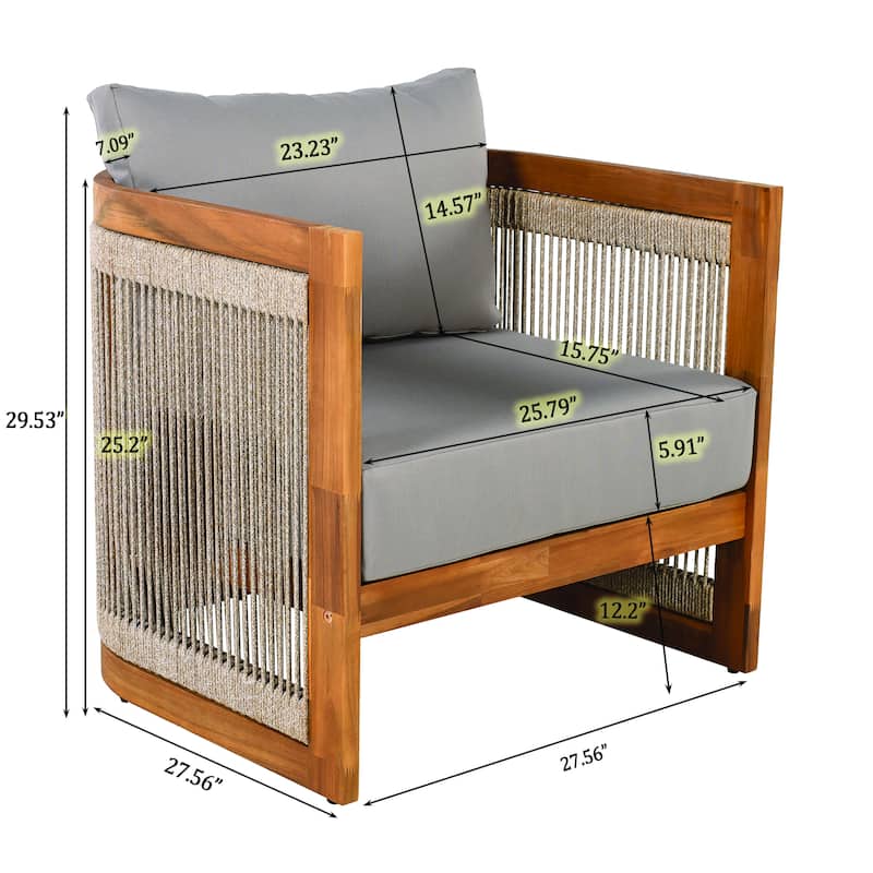 Christopher Knight Home - Outdoor 8-Piece Acacia Wood Patio Conversation Set with Rope Weave and Slatted Coffee Tables