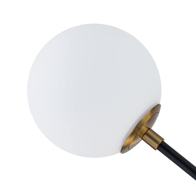 Mid-Century Adjustable Arm White Glass Globe Sputnik Chandelier