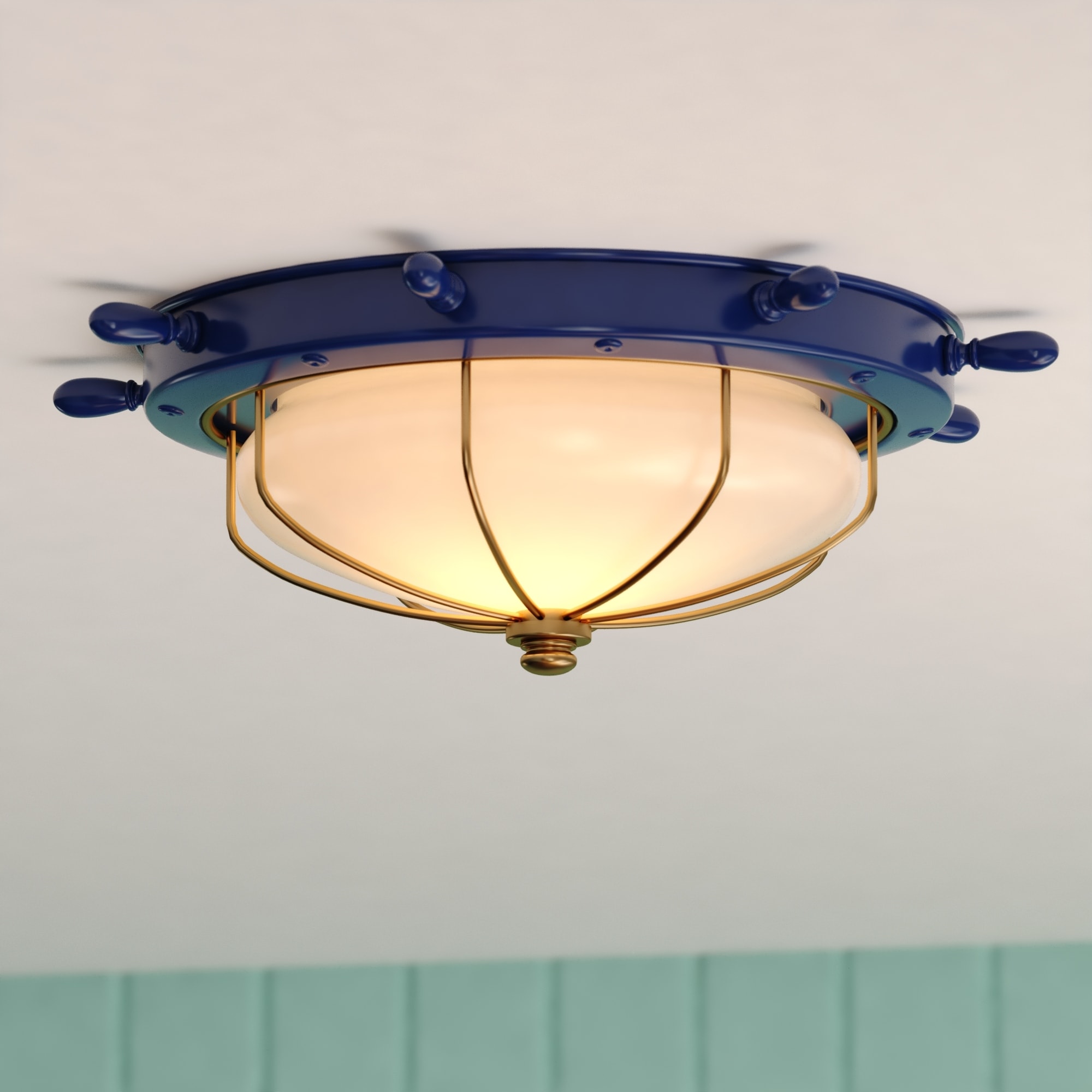 Blue ceiling light fixture top