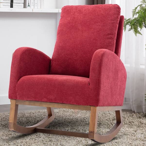 Rocking Chair Nursery Glider Rocker Chair High Backrest Upholstered