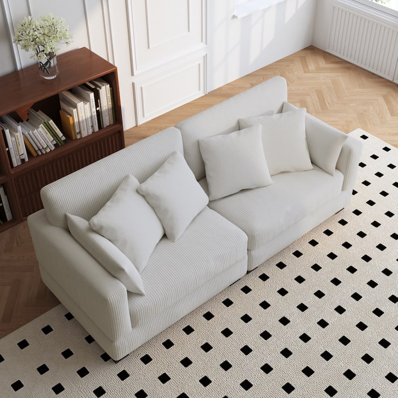 84.5″W Modern Corduroy Couch Modular Sofa