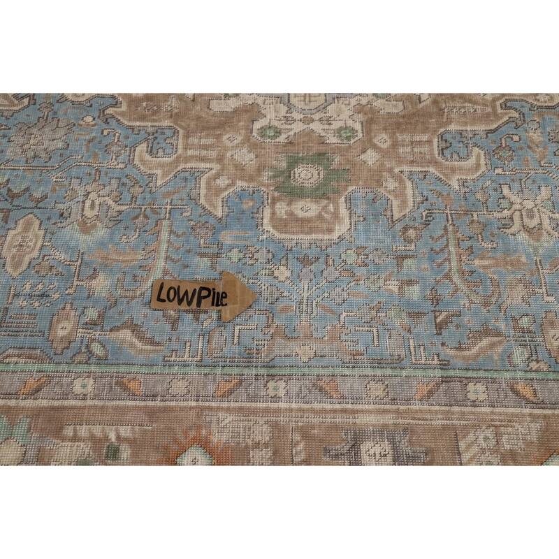 Geometric Blue Tabriz Persian Area Rug Oriental Handmade Wool Carpet - 6'5"x 9'5"