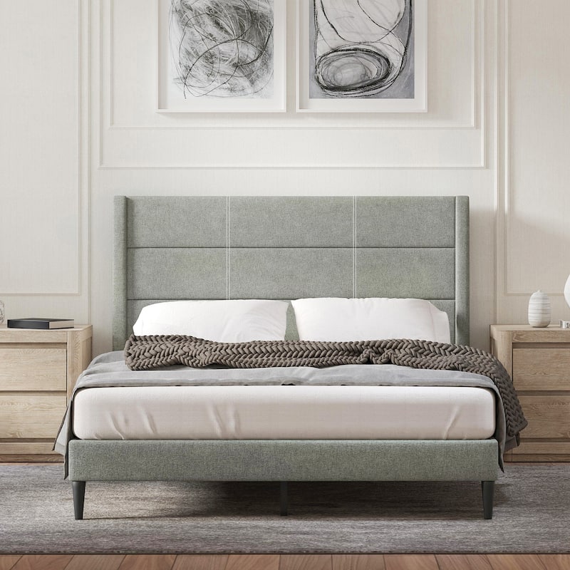 Pax Upholstered Platform Bed - Queen - Stone