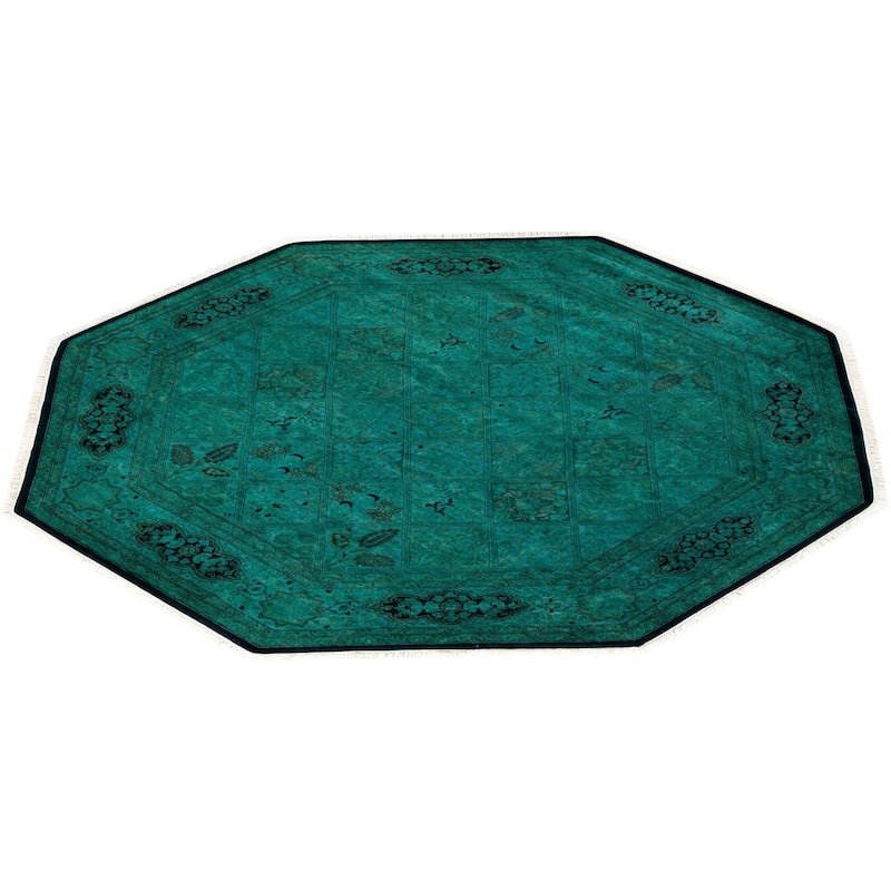 Fine Vibrance, One-of-a-Kind Hand-Knotted Area Rug - Green, 6' 1" x 6' 1" - 6' 1" x 6' 1"
