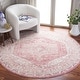 preview thumbnail 1 of 2, SAFAVIEH Layla Ramzia Shabby Chic Farmhouse Rug 3' Round - Ivory Grey/Pink - Round