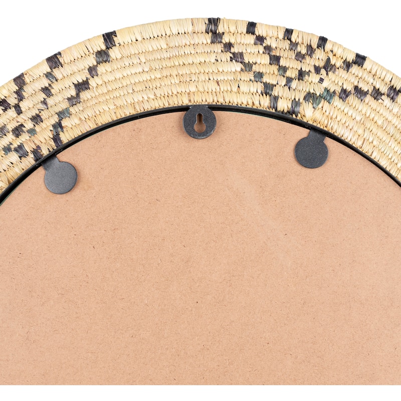 Livabliss Elys Woven Grass Boho Round Mirror