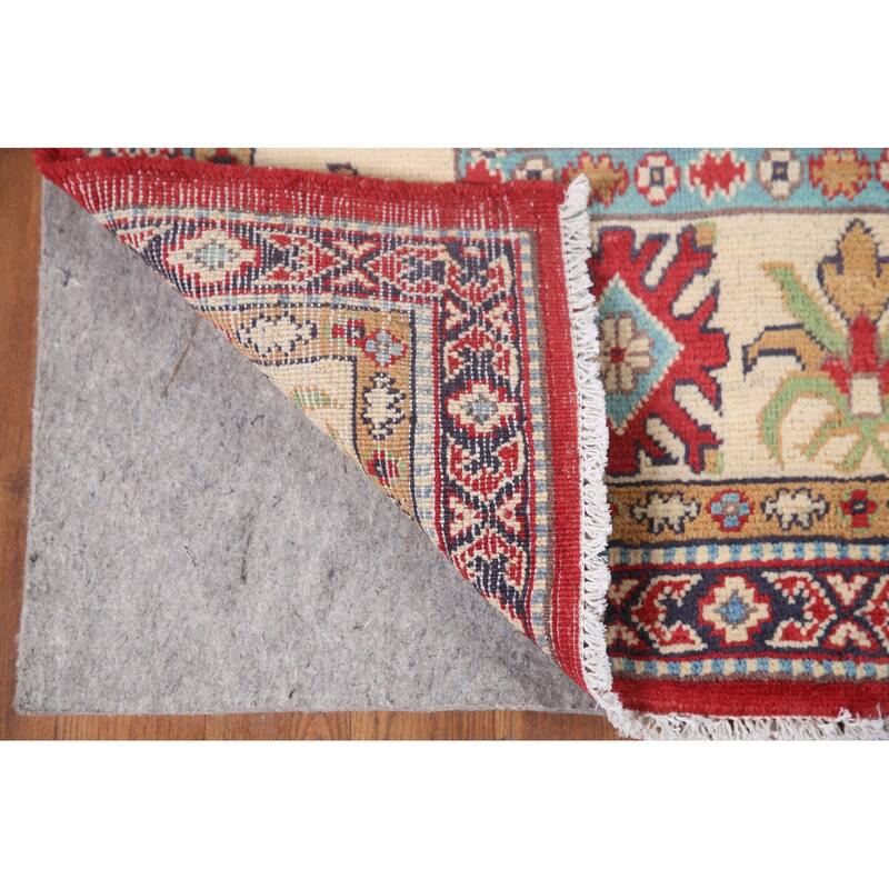 Hand Knotted Oriental 100% Wool Carpet Traditional Geometric Red Kazak Area Rug - 9' 11'' X 6' 6''