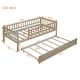 preview thumbnail 3 of 10, Natural Twin Size Daybed with Trundle, Twin Bed with Fence Guardrails