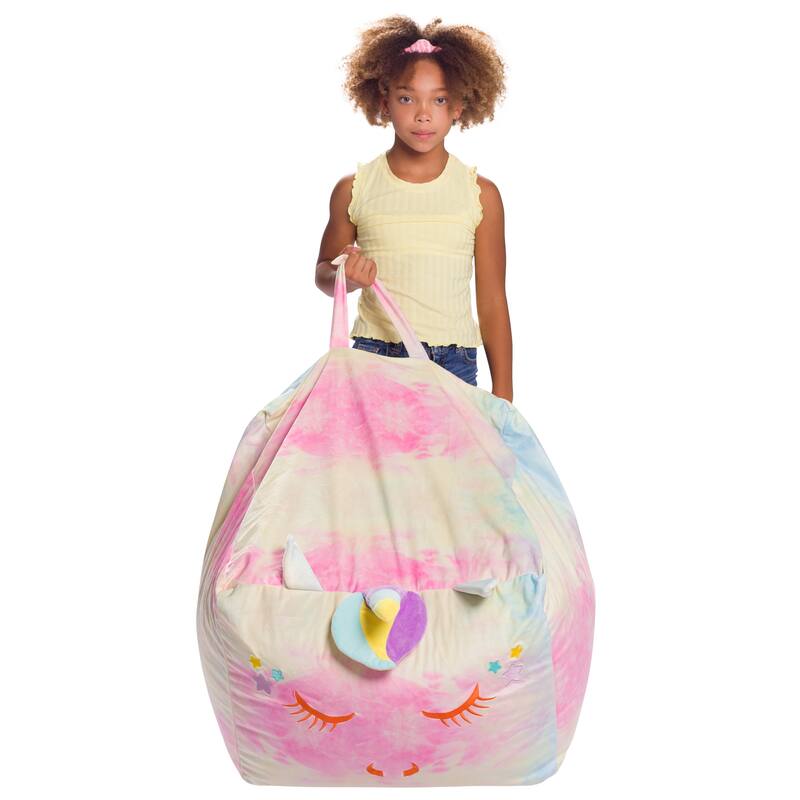 Stuffed Animal Storage Bean Bag Chair Cover only for Kids, Toy Holder