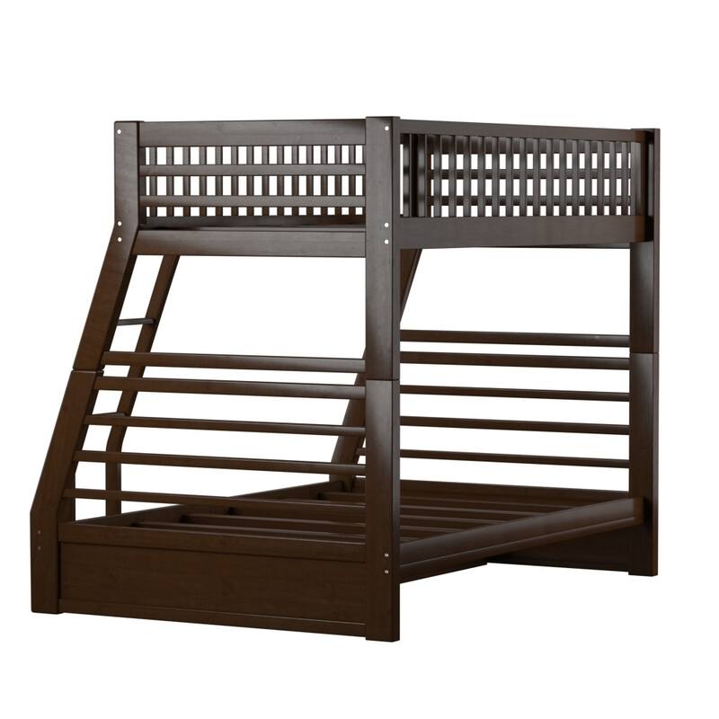 Twin over Full Solid Wood Bunk Bed with Ladder