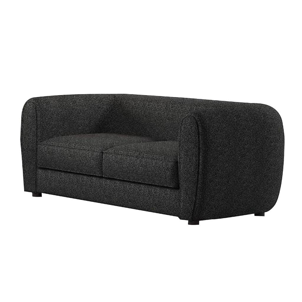 Dly Retro Loveseat, Black Boucle Seat, Welt Trims, 68 Inch, Tuxedo Style