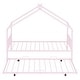 preview thumbnail 8 of 47, Twin Size Metal House Bed with Trundle and Roof for Kids' Rooms