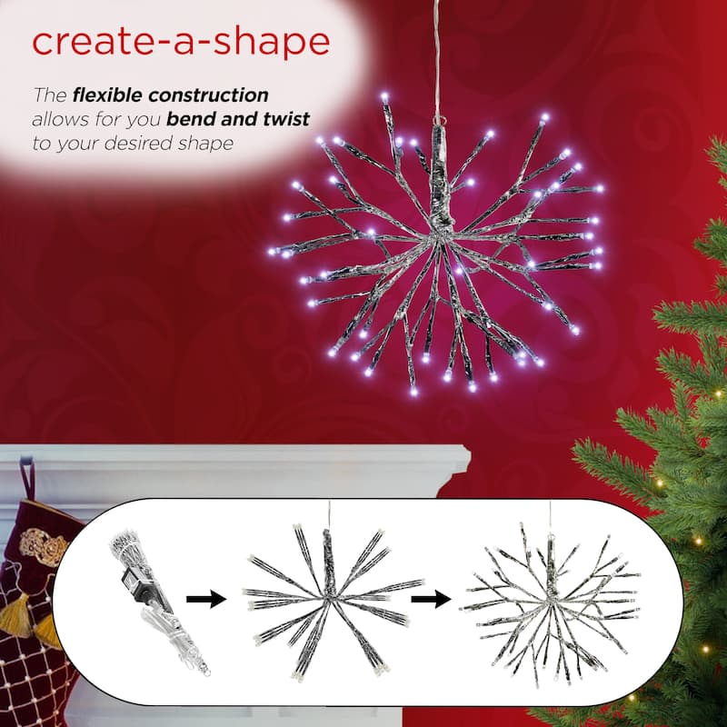 Alpine Corporation 16"H Indoor Holiday 3D Snowflake Hanging Ornament with LED Lights