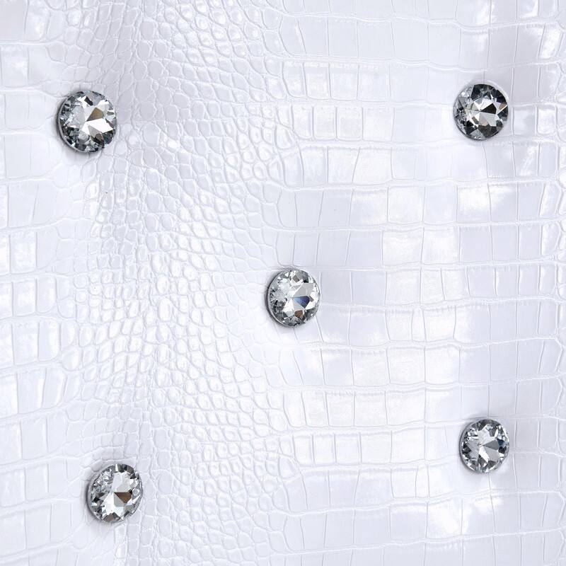 Set of 2 Retro Alligator Skin Upholstered Dining Chairs with Crystal Buckle Design & Faux Leather