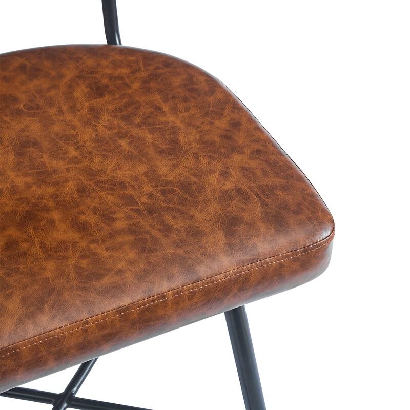 Roomfitters 26'' Retro Swivel Counter Stools, Set of 2 PU Leather Bar Chairs with Cushioned Seat and Iron Frame