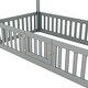preview thumbnail 7 of 16, Twin Size Wood House Bed with Fence and Door, Gray