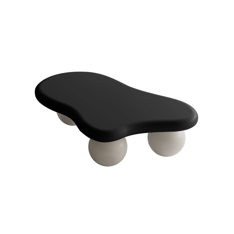 40 Inch Cloud Shaped Coffee Table with 3 Ball Legs for Living Room