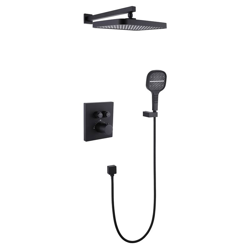 Matte Black shower heads Two-way thermostatic shower system