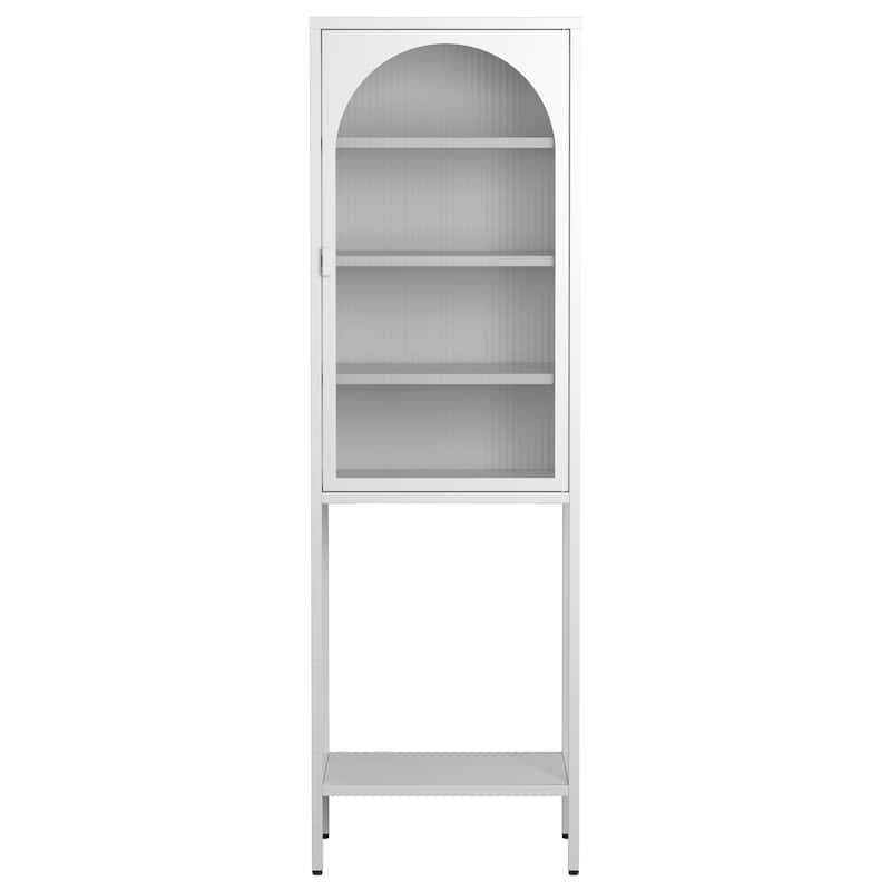 5-Tier Cube Bookshelf Storage Cabinet with 3 Adjustable Shelves - White