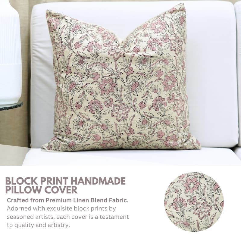 Fabdivine Soft Pink Pillowcase Floral Throw Home Decorative 22x22 Inch Cushion Cover for Living or Bedroom, Jarul